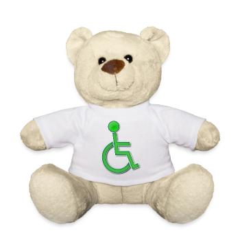 Green wheelchair symbol # - Teddy Bear - white - Front