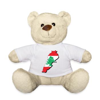 Lebanon Lebanese Card Holiday Travel Gift LBN - Teddy Bear - white - Front
