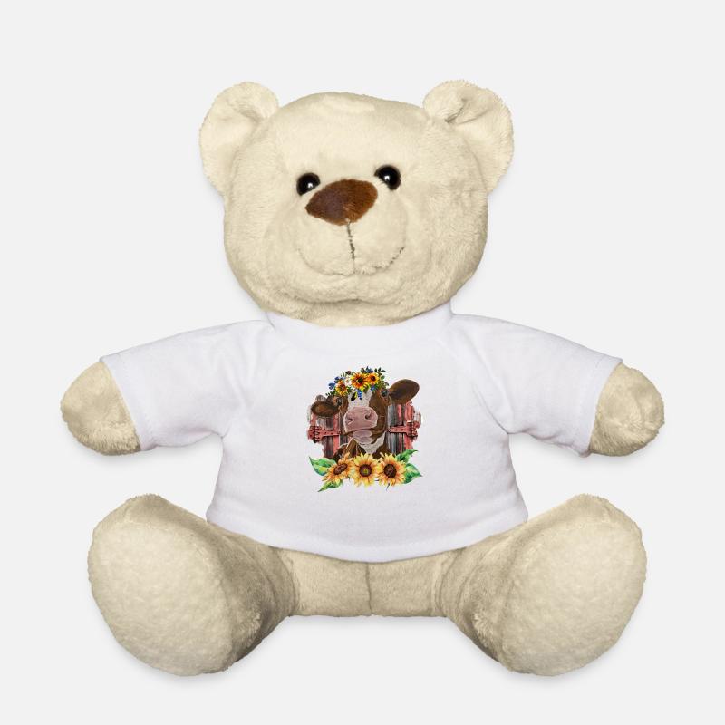Kuh mit Sonnenblumen - Teddy - Weiß