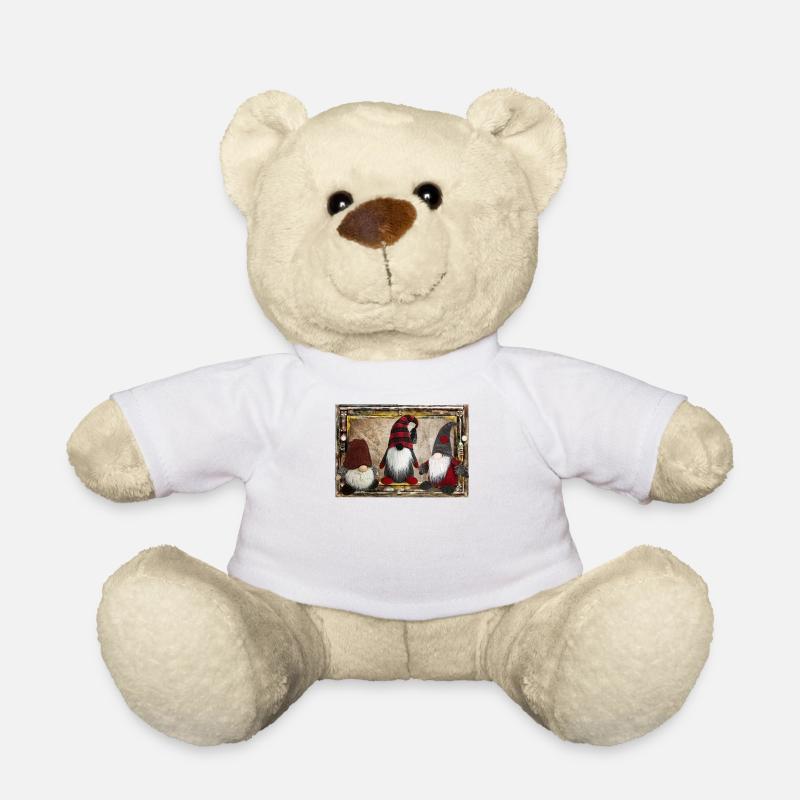 Scène de gnome de Noël - Nounours - blanc
