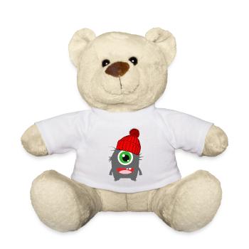 Monster Einäugi hiver rouge - Nounours - blanc - Devant