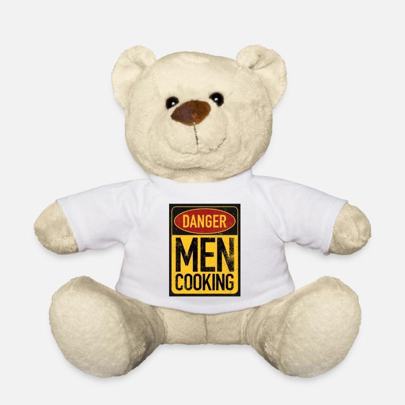 Danger Men Cooking - Achtung Männer kochen - Teddy - Weiß