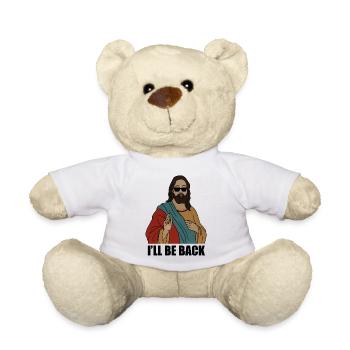 Drôle de chrétien, je serai de retour, Jésus-Christ - Nounours - blanc - Devant