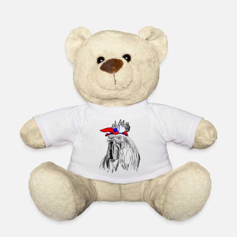 Coq avec bandage du drapeau français - Nounours - blanc