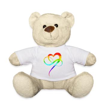 Homo Liebe CSD Regenbogen Herz Polygamie IDAHOBIT - Teddy - Weiß - Vorne
