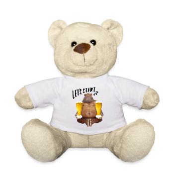 Comic, hippo with 2 beer glasses in each hand - Teddy Bear - white - Front