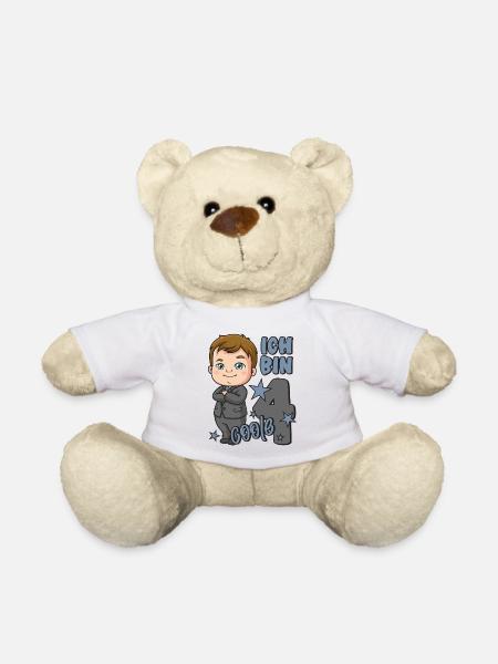 4. Geburtstag Junge 4 Jahre Jungs Ich bin coole 4 - Teddy - Weiß