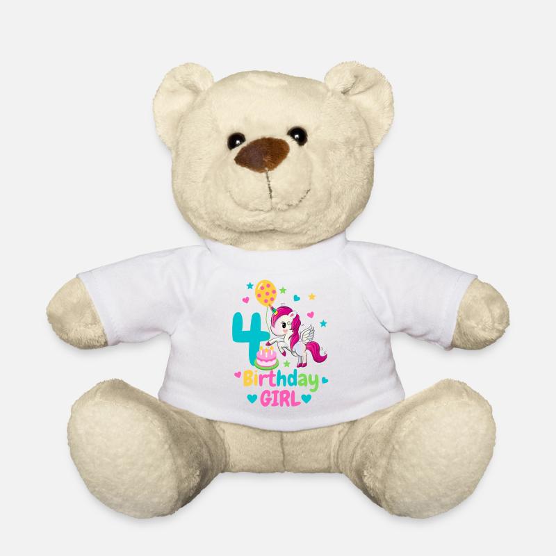 4th birthday unicorn. 4 years gift - Teddy Bear - white