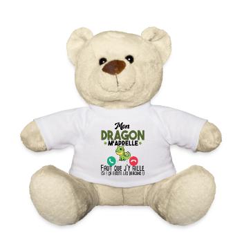 Dragon Mythe Animal Prince Princesse Magie Humour - Nounours - blanc - Devant