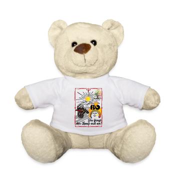 Ab 60 Jahren, Geschenkidee für Biker! +Lebensbaum - Teddy - Weiß - Vorne