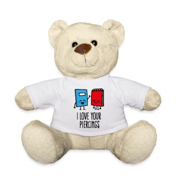 Funny piercers, piercing, I love your piercings - Teddy Bear - white - Front