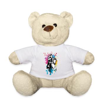cool street art motif sprayer in graffiti style - Teddy Bear - white - Front