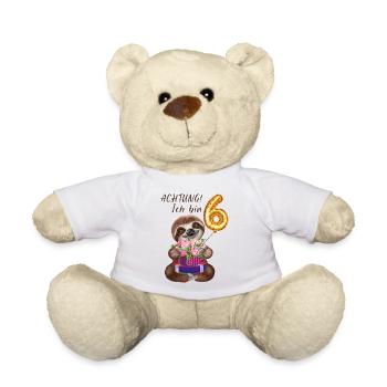 Ich bin sechs Faultier zum 6. Geburtstag - Teddy - Weiß - Vorne