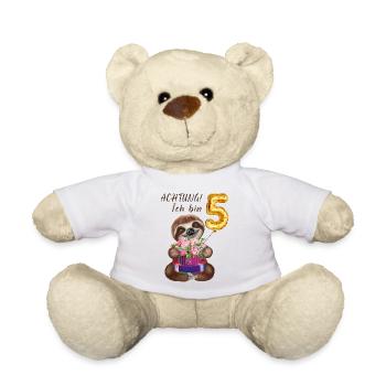 Ich bin Fünf Faultier zum 5. Geburtstag - Teddy - Weiß - Vorne