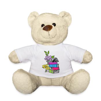 Books with flowers - Teddy Bear - white - Front