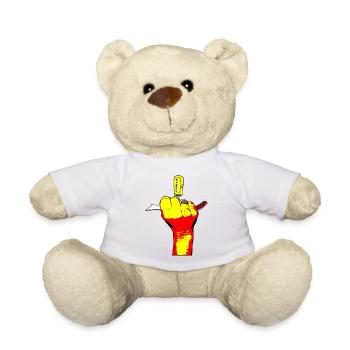 Bad girl hand with yellow corkscrew - Teddy Bear - white - Front