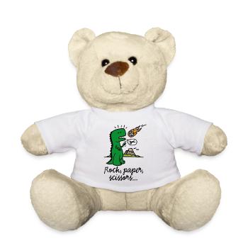 Rock paper scissors T-rex lustig Dinosaurier Komet - Teddy - Weiß - Vorne