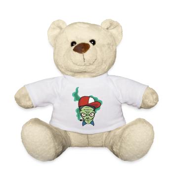 Smoking Alien - Teddy Bear - white - Front