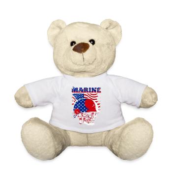 Un crâne naval effrayant avec le drapeau américain - Nounours - blanc - Devant