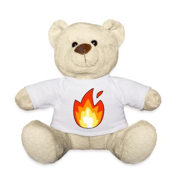Emoji doigt de feu - Nounours - blanc - Devant