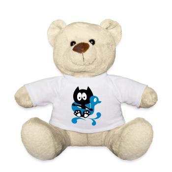 It's bath time! humor cat bathing - Teddy Bear - white - Front
