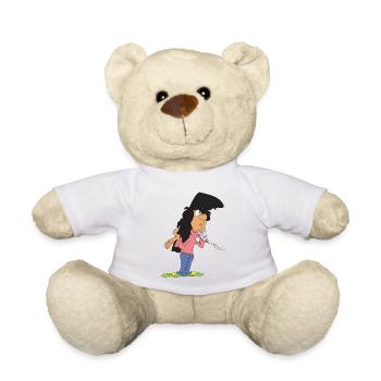 woman girl on the phone black-haired everyday life teen - Teddy Bear - white - Front