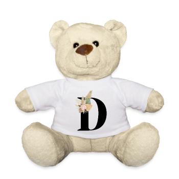 lettre D fleuris - Nounours - blanc - Devant