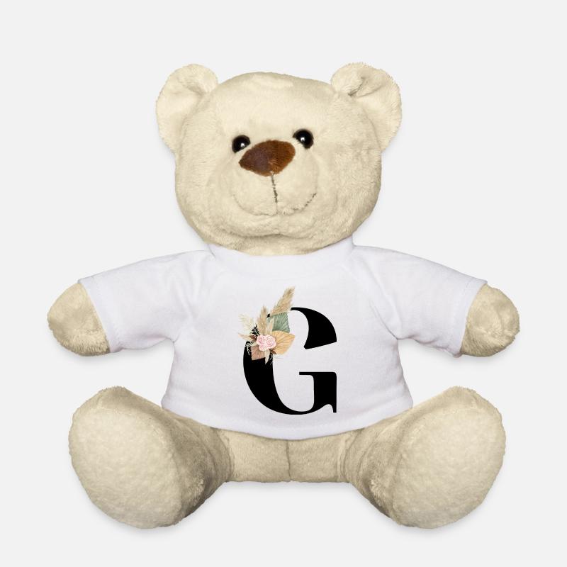 lettre G fleuris - Nounours - blanc