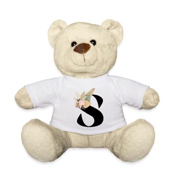 lettre S fleuris - Nounours - blanc - Devant