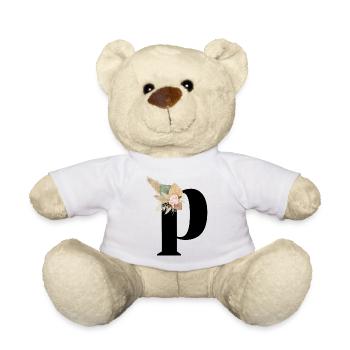 lettre P fleuris - Nounours - blanc - Devant