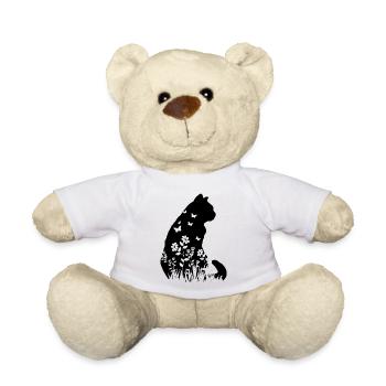 Nette Katze Blumenmuster Silhouette Katze Liebhaber Geschenk - Teddy - Weiß - Vorne