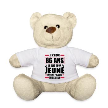 j ai 86 ans / cadeau anniversaire 86 ans - Nounours - blanc - Devant