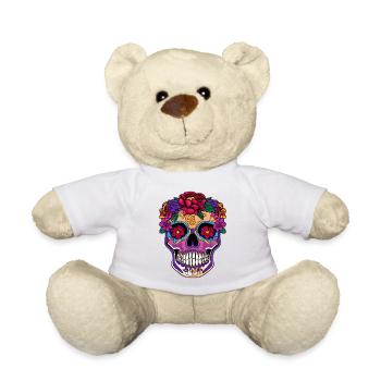 Farbenfroher Mexikanischer kreativer Totenkop - Teddy - Weiß - Vorne