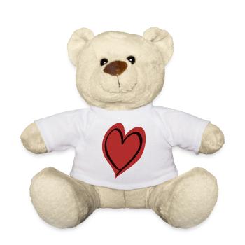 Herz rot schwarz - Teddy - Weiß - Vorne