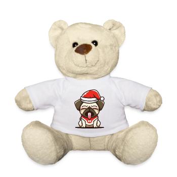 Carlin Chien Père Noël Noël Pug Cadeau - Nounours - blanc - Devant