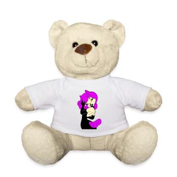 Tshirt Dark Gothic Elegant Cyber Girl Pink 2022 - Teddy Bear - white - Front