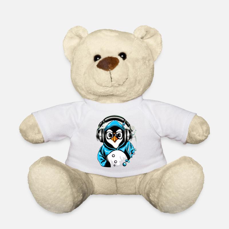 Pinguin mit blauen Pullover - Teddy - Weiß