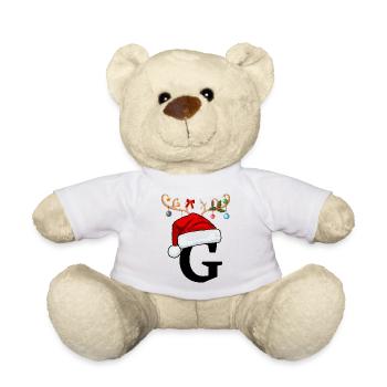 Lettre G bonnet de Noël - Nounours - blanc - Devant