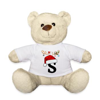 Lettre S bonnet de Noël - Nounours - blanc - Devant