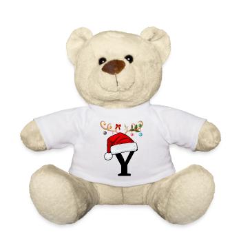 Lettre Y bonnet de Noël - Nounours - blanc - Devant