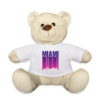 Miami Skyline Gradient Blau Pink - Teddy - Weiß - Vorne
