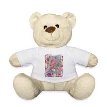 Japanese Floral Pattern Chrysanthemum Cherry - Teddy Bear - white - Front
