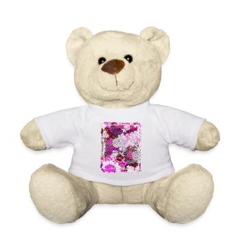 Japanese Floral Pattern Chrysanthemum Cherry - Teddy Bear - white - Front