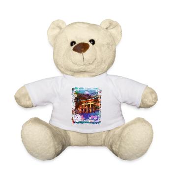Japon Torii Gate In Water Mountain Collage Art 73 - Nounours - blanc - Devant