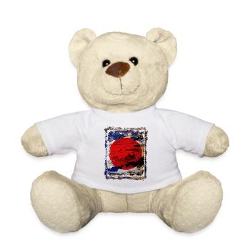 Japan Flag Red Circle Blue Mountain Collage Art 74 - Teddy Bear - white - Front