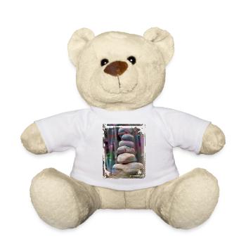 Japan Zen Buddhism Balancing Stones Rocks Bamboo - Teddy Bear - white - Front