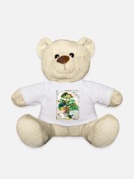 Japanese Bonsai Tree Garden Art Collage Art 95 - Teddy Bear - white