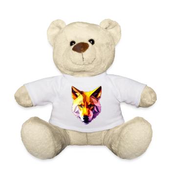 Low Poly Wolf Face Design - Teddy Bear - white - Front