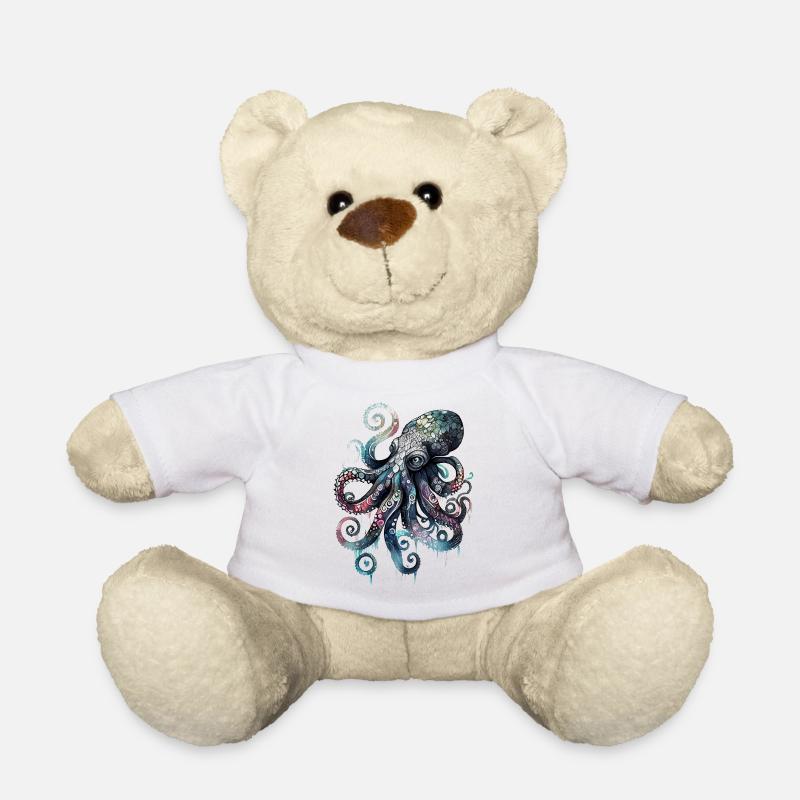 Cooles Wasserfarben Aquarell Oktopus Design - Teddy - Weiß