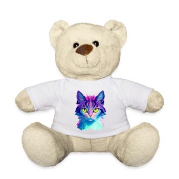 Cat Colorful - Teddy Bear - white - Front